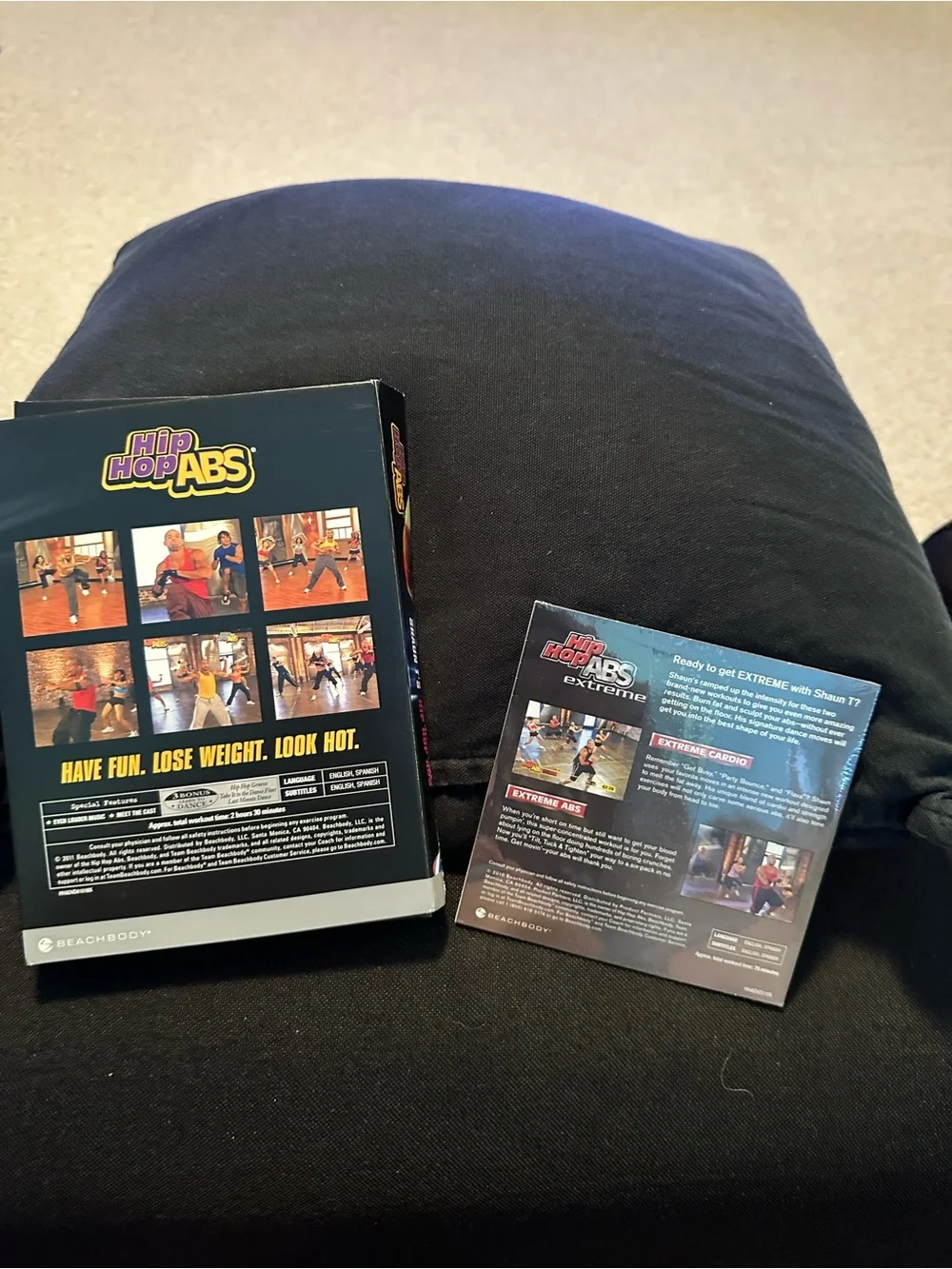 Beachbody Hip Hop Abs DVDs - Black and Blue Cover Art